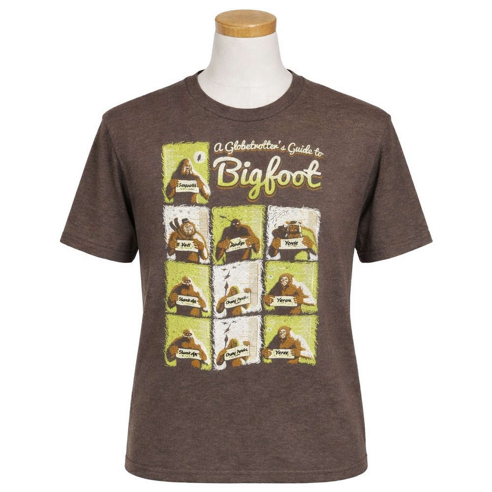 Retro Globetrotters guide to Bigfoot T-shirt, Sz L.